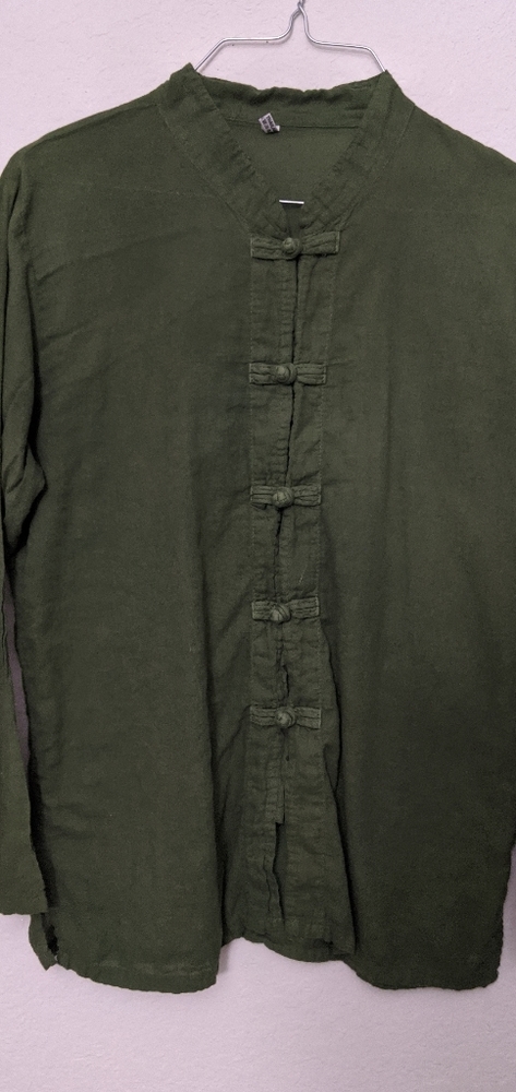 Olive Cotton Sheer Long Sleeve